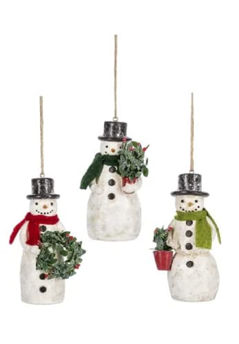 Ganz MX183362 Snowman Ornaments, 4-inch Height, Paper Pulp, Set of 3