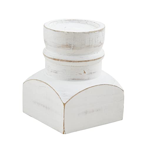 Mud Pie Medium Candleholder, White, 5 3/4-inch