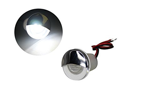 Pactrade Marine Boat Auto RV Trailer Stainless Steel 316 LED Courtesy Accent Round Down Clear Lens Light (White)