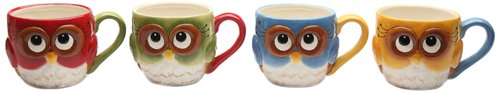 Cosmos Gifts 10913 Owl Mugs, 2-3/4-Inch, Set of 4