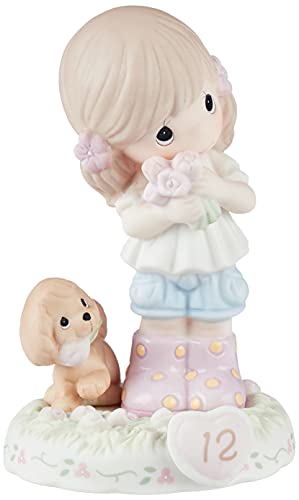 Precious Moments 162011B  Growing In Grace, Age 12, Bisque Porcelain Figurine, Brunette Girl