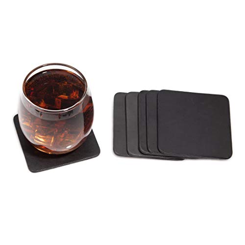 Alta Andina Magnetic Leather Coasters | Set of 6 Square Drink Coasters | Magnet in Each Coaster, Stack & Store Neatly Together ‚Äö√Ñ√¨ No Holder Needed (Black ‚Äö√Ñ√¨ Noche)