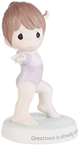 Precious Moments 193006 Greatness is Already Inside You Brunette Gymnast Girl Bisque Porcelain Figurine, Multi
