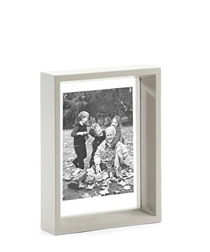 Giftcraft Grey Floating Photo Frame, Holds a 4 x 6 Photo, 8-inch Height, Paulownia, Glass and Paper