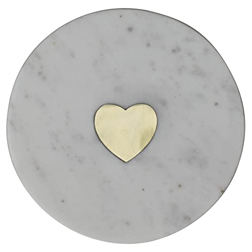 HomArt 4655-20 Heart Inlaid Marble Tray, 6-inch Length