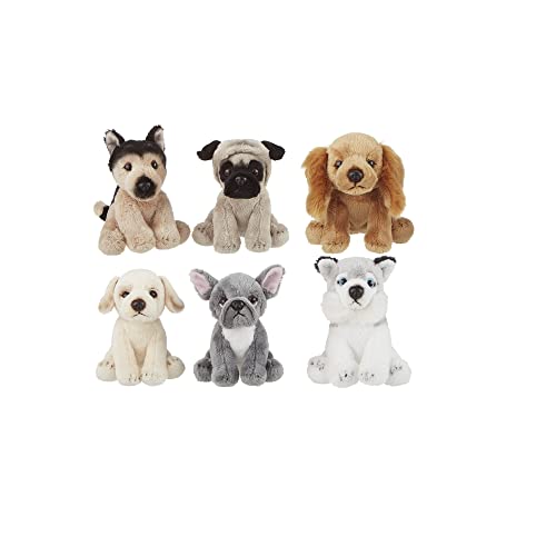 Ganz The Heritage Collection Mini Dogs Plush, 5 Inches Height, Multicolor, Pack of 6