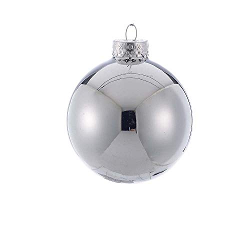 Kurt Adler Shiny Silver Glass Ball Ornament Set OF 6