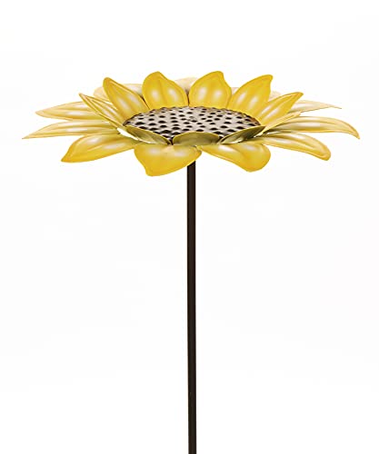 Giftcraft 716589 Sunflower Birdfeeder Metal Art Garden Stake,11.8-inch Diameter