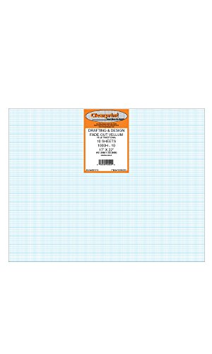 Chartpak Clearprint Vellum Sheets with 10x10 Fade-Out Grid, 17x22 Inches, 16 lb., 60 GSM, 1000H 100% Cotton, 10 Sheets Per Pack, Translucent White (10203220)