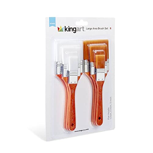 KingArt STUDIO Mixed Media Large Area Paint Brush Set, 6 ea