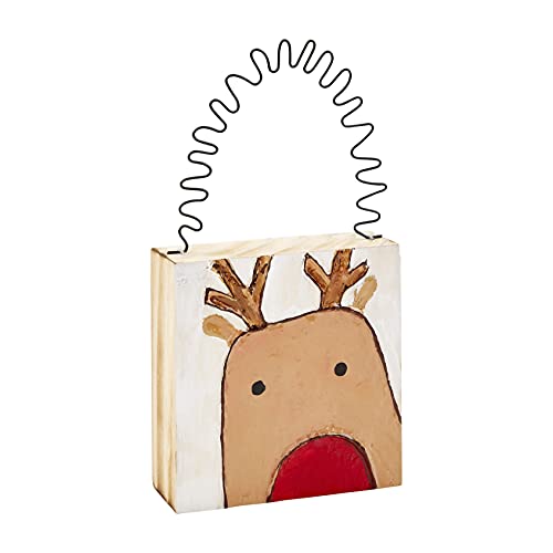 Mud Pie Reindeer Block Ornament, 3 1/2-inch
