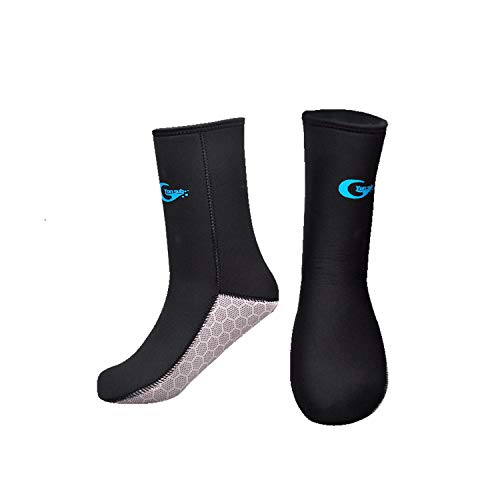 Yonsub 3mm/5mm Diving Socks Neoprene Beach Water Socks Flexible Anti Slip Wetsuit Boots for Men Women (Black-5mm, XL)