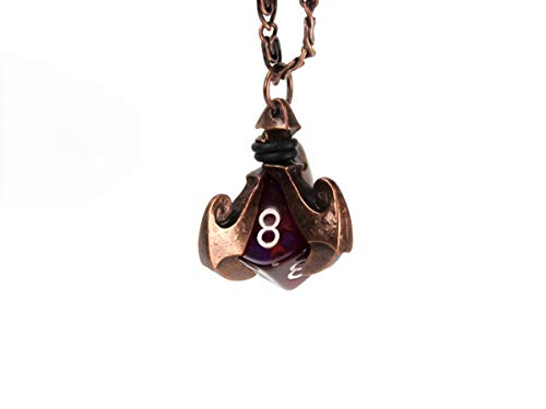 Chessex Pendant Old Copper Blade Claw, Dice Holder Necklace with D10 Dice