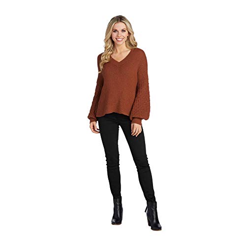 Mud Pie Rust Ingrid V-Neck Sweater, large