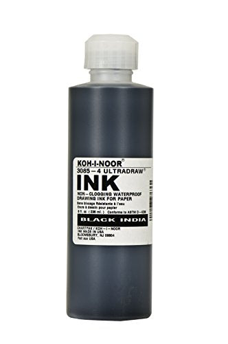 Chartpak Koh-I-Noor Ultradraw Pigment-Based Ink, 8 Oz. Bottle, Black