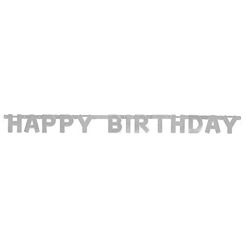 Unique Industries 4ft Silver Happy Birthday Banner
