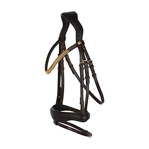 HORZE Somerset Fancy Show Bridle - Dark Brown - Pony