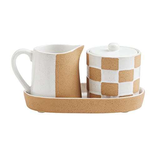 Mud Pie Terracotta Cream and Sugar, Set, White/Brown