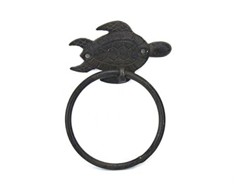 Hampton Iron Cast Iron Towel Holder 7"-Sea Turtle Beach Decor
