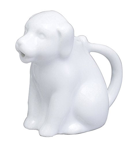 HIC Harold Import Co. Mini Dog Creamer Coffee Tea Milk Syrup Dressing Server with Handle, Fine White Porcelain, 2-Ounces