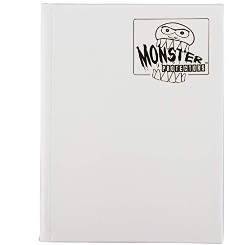 Monster Protectors Store Binder- 9 Pocket Side Loading Trading Card Album - Matte White w/ White Pages -Holds 360 Standard Size TCGs - Compatible w/ Yugioh, Magic The Gathering, Pokmon & Sports Cards - Secure Storage