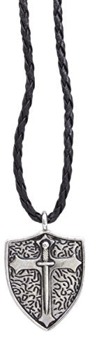 Roman 1.25" Armor of God Pendant on 20" Black Braided Cord Necklace