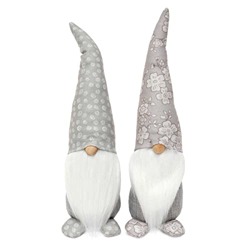 MeraVic White Beard, Feet and Wired Hat Poppy/Circle, Set of 2, 14 Inches, Spring