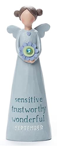Blossom Bucket September Birthstone Angel Figurine, 5.5-inch Height, Resin
