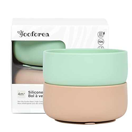 Yooforea Platinum Silicone Suction Bowls, 2 PC set for Baby Led Weaning I First Stage Bowls for Toddler Infant Baby I 100% Food Grade Silicone I Dishwasher, Microwave, Oven Safe I BPA BPS PVC Free