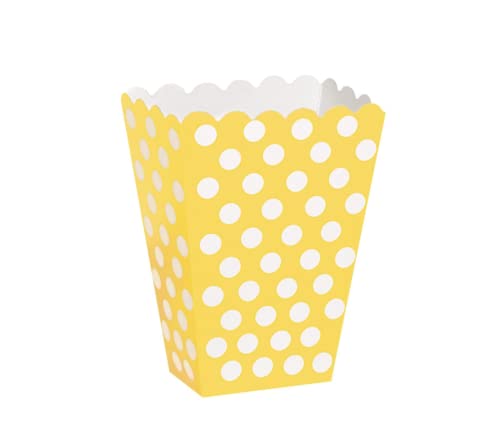 Unique Industries Yellow Polka Dot Popcorn Treat Boxes, 8ct