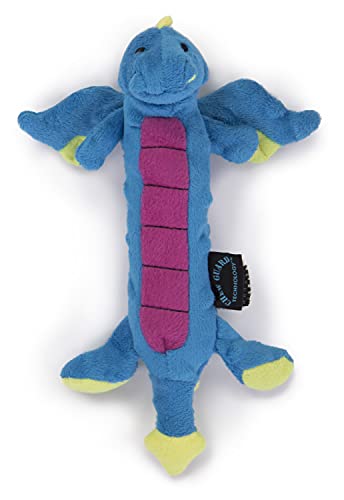 Worldwise goDog Skinny Dragons with Chew Guard Tough Plush Dog Toy, Blue, Small