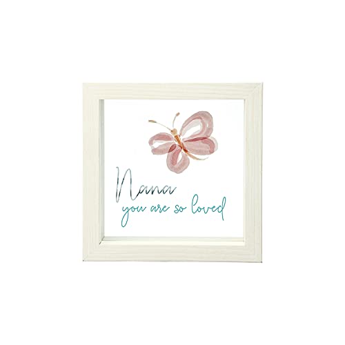 Pavilion Gift Company Glass and Wood Nana You are So Loved Plaque, 5" x 5" Square, Pink, Orange & Purple