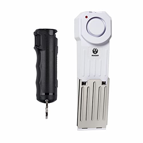 SABRE RED Ruger Pepper Gel Dorm/Apartment Kit - Police Strength Keychain Pepper Gel (Max Protection - 25 Bursts) and 120 dB Door Stop Alarm (1,000 Foot Range)