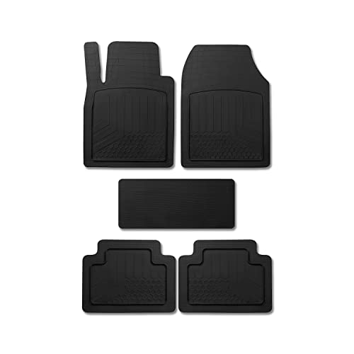 OMAC USA Floor Mats Set 5 pcs | Front and Rear Auto Liner | All Weather Heavy Duty Durable Rubber for Cars SUV Truck & Van | Universal Car Accessories Kit