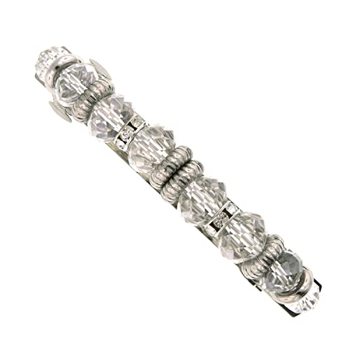 1928 Jewelry Clear Rich Cut Faceted Beaded Crystal Accents Hair Barrette