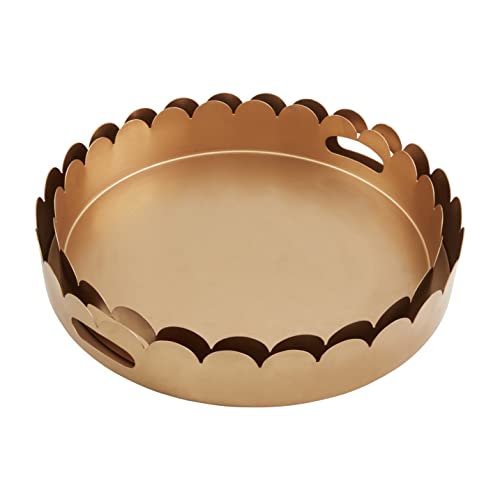 Mud Pie Gold Scalloped Edge Tray, small 3" x 15" dia | large 3" x 17" dia