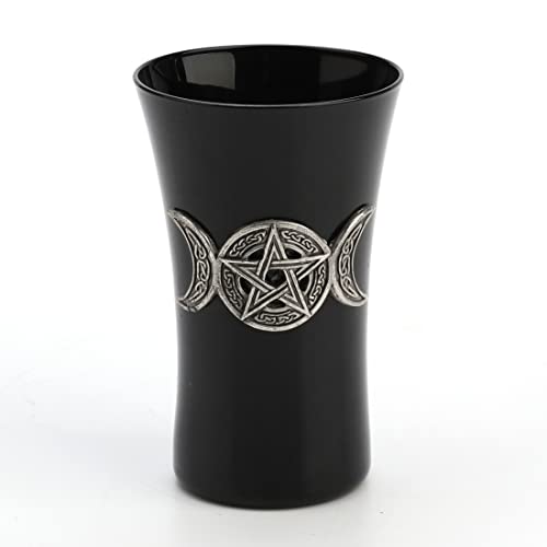 Unicorn Studio Veronese Design 70ml Triple Moon Pentagram Sigil Wiccan Alter Black Glass Shot Glass