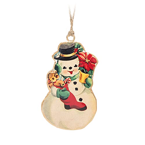 Abbott Collection  37-IMPRINT-040 Retro Snowman Ornament, Multi