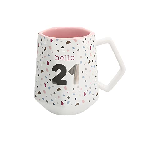 Pavilion - Hello 21-17 ounce Geometric Cup, Confetti Cup, Birthday Mug, Birthday Cup, Birthday Cups for Women, 1 Count, White