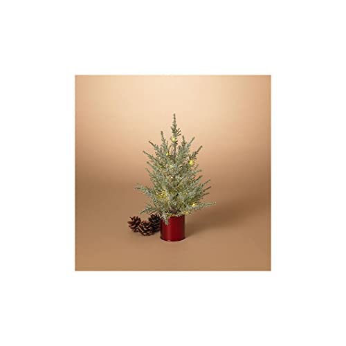 Gerson 2602660 Lighted Pine Tree in Metal Bucket, Battery Operated, 15-inch Height