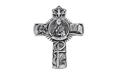 Christian Brands Pewter Catholic Saint St Lucy Pray for Us Wall Cross, 5 Inch