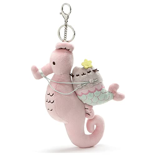 GUND Pusheen Mermaid and Seahorse Magical Kitties Plush Deluxe Keychain Clip, Multicolor, 8.5"