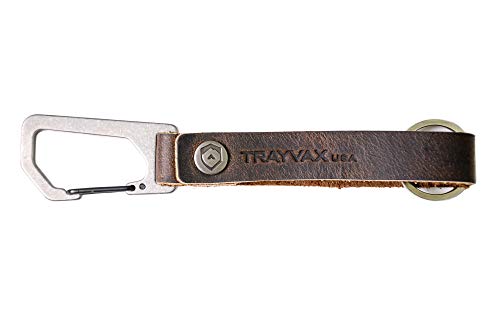 Trayvax Keyton Clip Carabiner Keychain Stainless-Steel, Dark Brown