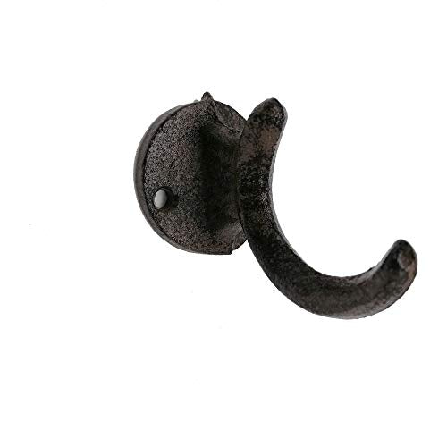 Comfy Hour Antique and Vintage Collection Cast Iron Single Coat Hook Clothes Key Hook Rack Wall Hanger - Metal, Heavy Duty, Brown, Recycled, Decorative Gift Idea