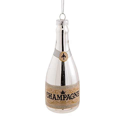 Abbott Collection  15-Season-POP-SIL Champagne Bottle Ornament, Silver