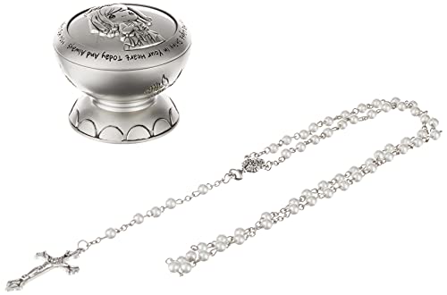 Precious Moments 172409 May His Light Shine in Your Heart Today & Always Girl First Communion Rosary & Silver Zinc Alloy Rosary Box