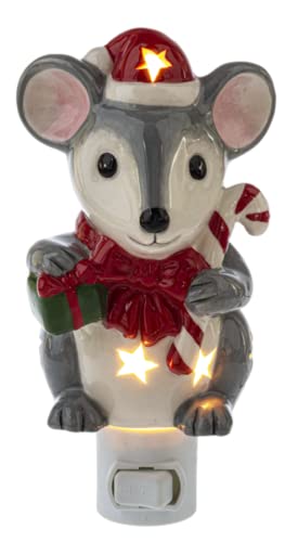 Ganz Mouse with Cut-Out Stars Night-Light, 6.13-inch Height, Ceramic and Plastic