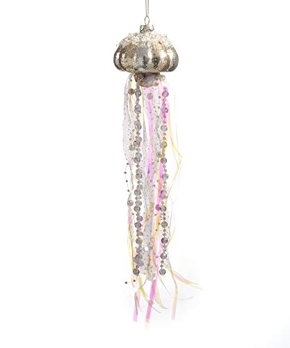 Giftcraft 667040 Glass Jellyfish Hanging Ornament, 13-inch Height