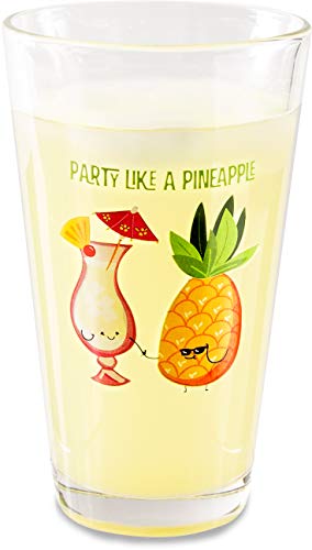 Pavilion Gift Company Party Like A Pineapple-Pina Colada-16 oz 16 oz Pint Glass Tumbler, Yellow