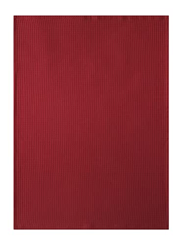 Coucke French Cotton Jacquard and Honeycomb Weave Towel, Douceur Rouge, 20-Inches by 30-Inches, Red, 100% Organic Cotton